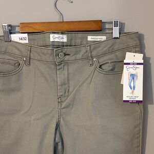 NWT Jessica Simpson Olive-Green Rolled Crop Skinny Jeans